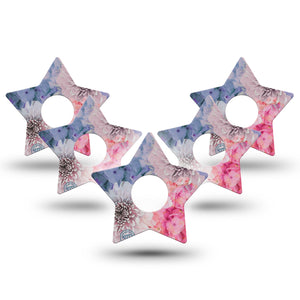 ExpressionMed Bloom Town Freestyle Libre 3 Star Shape 5-Pack Floral Sanctuary Plaster CGM Design