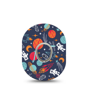 Space Dexcom G7 Transmitter Sticker, Single, Space Doodle Art Inspired, Dexcom G7 Center Vinyl Sticker, With Matching Dexcom G7 Tape, CGM Adhesive Patch Design