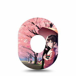 ExpressionMed Cherry Blossom Anime Dexcom G7 Tape, Single, Sakura Trees Themed, CGM Plaster Patch Design