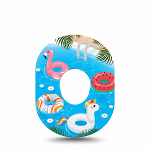 ExpressionMed Summer Pool Dexcom G7 Tape, Single, Swimming Floaters Themed, CGM Overlay Patch Design