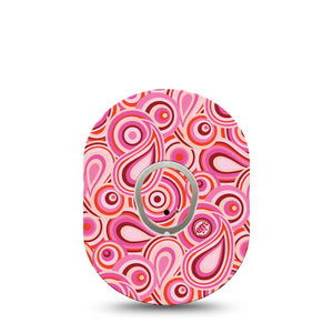 ExpressionMed BB Pink Party Dexcom G7 Transmitter Sticker, Single, Groovy Design Inspired, Dexcom G7 Vinyl Center Sticker, With Matching Dexcom G7 Tape, CGM Overlay Patch Design