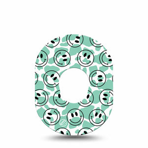 ExpressionMed Happy Cow Print Dexcom G7 Tape, Single, Green Spots Themed, CGM Overlay Patch Design