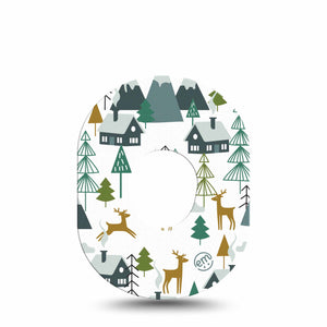 Snowy Village Dexcom G7 Tape, Single, Winter Season Inspired, CGM Plaster Patch Design