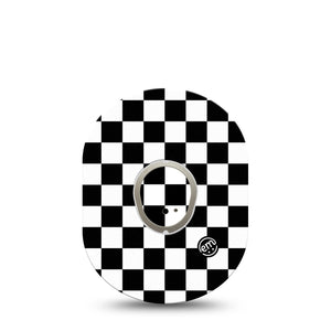 Checkered Dexcom G7 Transmitter Sticker, Single, Chessboard Inspired, Dexcom G7 Vinyl Center Sticker, With Matching Dexcom G7 Tape, CGM Overlay Patch Design