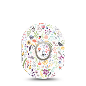Springy Stems Dexcom G7 Transmitter Sticker, Single Sticker Only, Twigs and Delicate Florals Inspired Design Vinyl CGM Dexcom G7 Sticker with Matching Dexcom G7 Tape Adhesive Patch