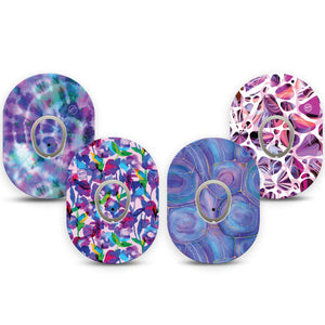 ExpressionMed Purple Power Variety Pack Dexcom G7 Transmitter Sticker, 4-Pack, Purple Gemstones Themed, Dexcom G7 Vinyl Center Sticker, With Matching Dexcom G7 Tape, CGM Overlay Patch Design