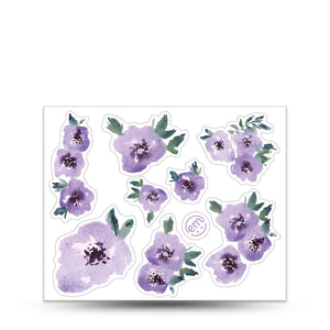 ExpressionMed, Flowering Amethyst Decal Sticker Sheet, Multi-Pack of Purple Amethyst Flower Stickers