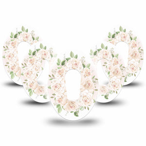 Wedding Bouquet Dexcom G6 Tape, 5-Pack, Bunch Of White Flowers Themed, CGM Overlay Patch Design