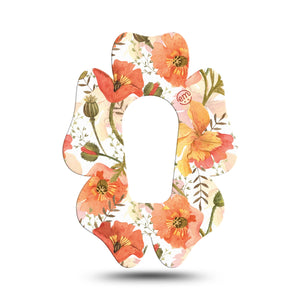 ExpressionMed Peachy Blooms Flower Dexcom G6 Tape, Single, Tangerine Flowerets Themed, CGM Overlay Patch Design