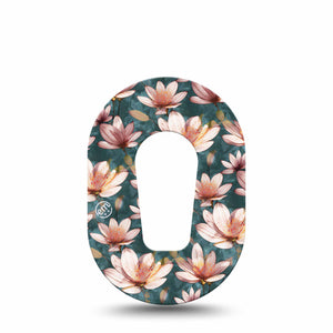 Magnolia Dexcom G6 Mini Tape, Single, Pink Fragrant Florals Inspired, CGM Adhesive Patch Design