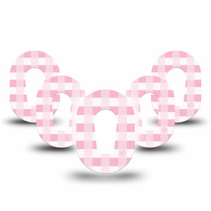 ExpressionMed Pink Gingham Dexcom G6 Mini Tape, 5-Pack, Gingham Design Inspired, CGM Plaster Patch Design