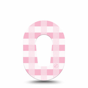 ExpressionMed Pink Gingham Dexcom G6 Mini Tape, Single, Duotone Patterns Themed, CGM Adhesive Patch Design
