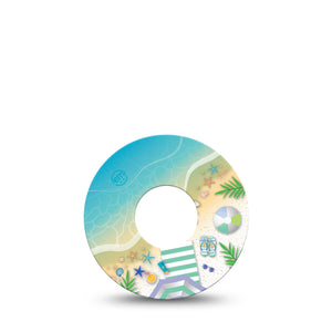 Relaxing Beach Infusion Set Tape, 5-Pack, Seaside Viewing Themed, Overlay Patch Design