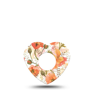 ExpressionMed Peachy Blooms Heart Infusion Set Tape, 5-Pack, Wonderful Florals Themed, Overlay Patch Design