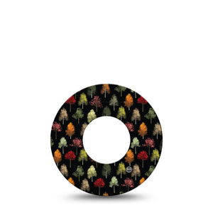 ExpressionMed Dark Forest Libre Tape Autumn red orange green woodland trees, CGM Fixing Ring Patch Design