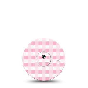 ExpressionMed Pink Gingham Libre 3 Transmitter Sticker, Single, Checkered Pattern Themed, Libre 3 Center Vinyl Sticker, With Matching Libre 3 Tape, CGM Overlay Patch Design
