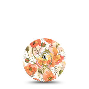 ExpressionMed Libre 3 Transmitter Sticker Apricot Flower Mood Themed Design, Tape and Sticker