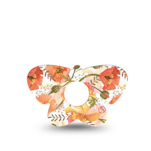 ExpressionMed Peachy Blooms Butterfly Libre 3 Tape, Single, Tropical Floweret Inspired, CGM Adhesive Patch Design