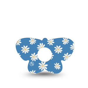 ExpressionMed Painted Daisies Butterfly Libre 3 Tape, Single, Flowery Artwork Themed, CGM Plaster Patch Design