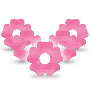 ExpressionMed Pink Horizon Flower Libre 3 Tape, 5-Pack, Pink Canvas Themed, CGM Plaster Patch Design