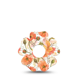 ExpressionMed Peachy Blooms Flower Libre 3 Tape, Single, Tangerine Florals Inspired, CGM Overlay Patch Design