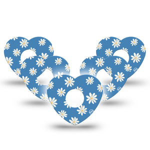 Painted Daisies Heart Libre 3 Tape, 5-Pack, Bunch Of Daisies Themed, CGM Overlay Patch Design