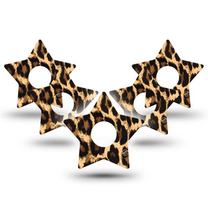 ExpressionMEd Leopard Print Star Libre 3 Tape, 5-Pack, Animal Wool Themed, CGM Plaster Patch Design