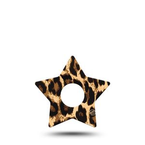 ExpressionMed Leopard Print Star Libre 3 Tape, Single, Brown Animal Spots Inspired, CGM Overlay Patch Design