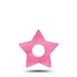 ExpressionMed Pink Horizon Star Libre 3 Tape, Single, Pink Painted Themed, CGM Overlay Patch Design