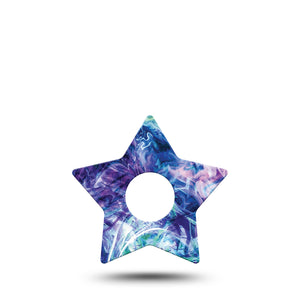 Deep Purple Swirl Star Libre 3 Tape, Single, Purple Tie Dye Inspired, CGM Overlay Patch Design