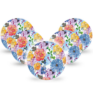 Stylised Floral Libre 2 Overpatch, 5-Pack, Painted Florals Themed, CGM Overlay Patch Design