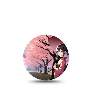 ExpressionMed Cherry Blossom Anime Libre 3 Overpatch, Single, Vibrant Trees And Girl Inspired, CGM Adhesive Tape Design
