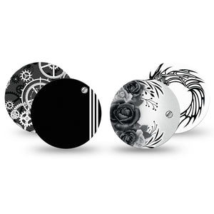 Monochromatic Variety Pack Libre 3 Overpatch, 4-Pack, Grayscale Designs Themed, CGM Overlay Tape Design