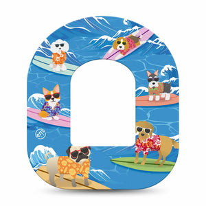 ExpressionMed Surfing Dogs Pod Tape, Single, Playful Surfing Dogs Themed, Overlay Patch Design