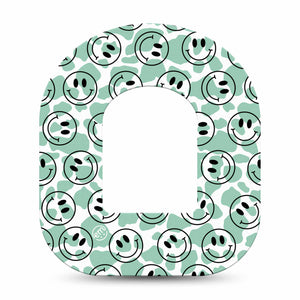 ExpressionMed Happy Cow Print Pod Tape, Single, Pastel Smileys Inspired, CGM Plaster Patch Design