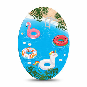ExpressionMed Summer Pool Oval Tape, Single. Summer Vacation Themed, Medtronic Plaster Patch Design