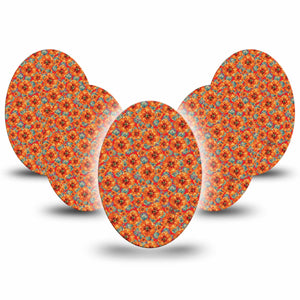 ExpressionMed Sunburst Blooms Oval Tape, 5-Pack, Amazing Florals Themed, Medtronic Plaster Patch Design