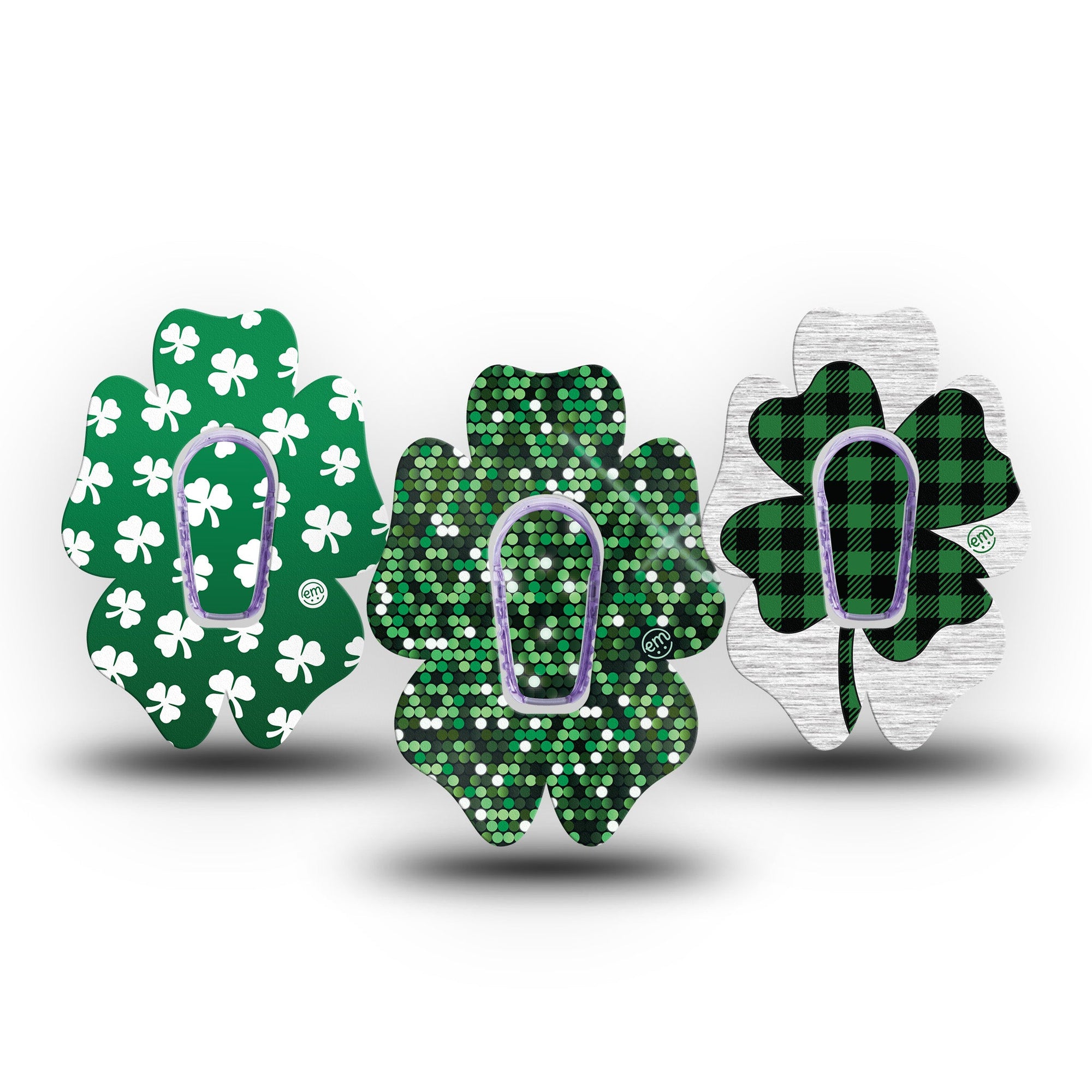 ExpressionMed St Patricks Day Dexcom G6 Flower 8-Pack Variety Lucky Green Theme Fixing Ring Patch CGM Design