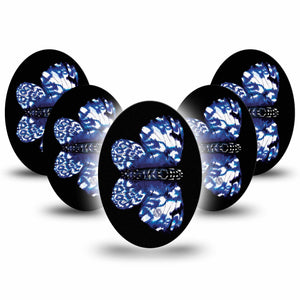 ExpressionMed Blue Tie Dye Butterfly Oval Tape, 5-Pack Tiedye Butterfly, CGM Overlay Patch Design