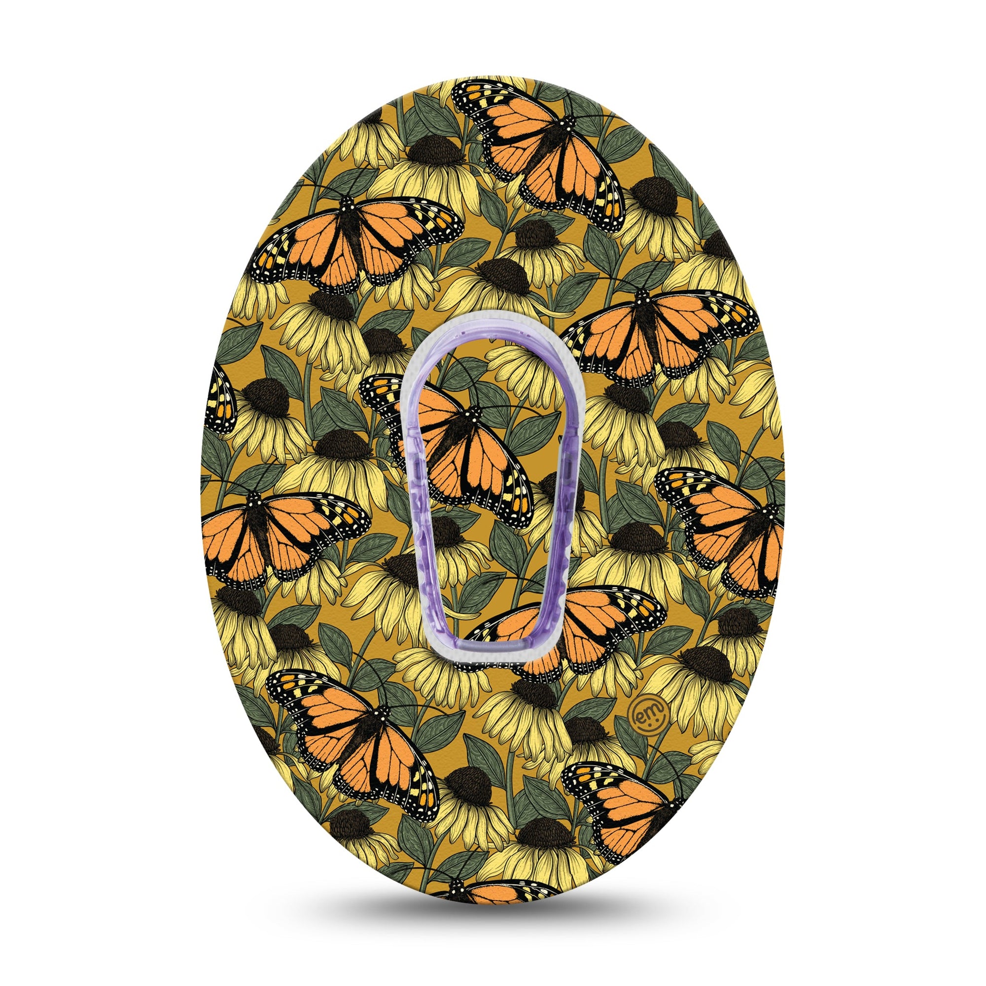 ExpressionMed Coneflowers & Monarchs Dexcom G6 Sticker, Floral Garden & Butterflies, CGM Vinyl Tape and Sticker Design