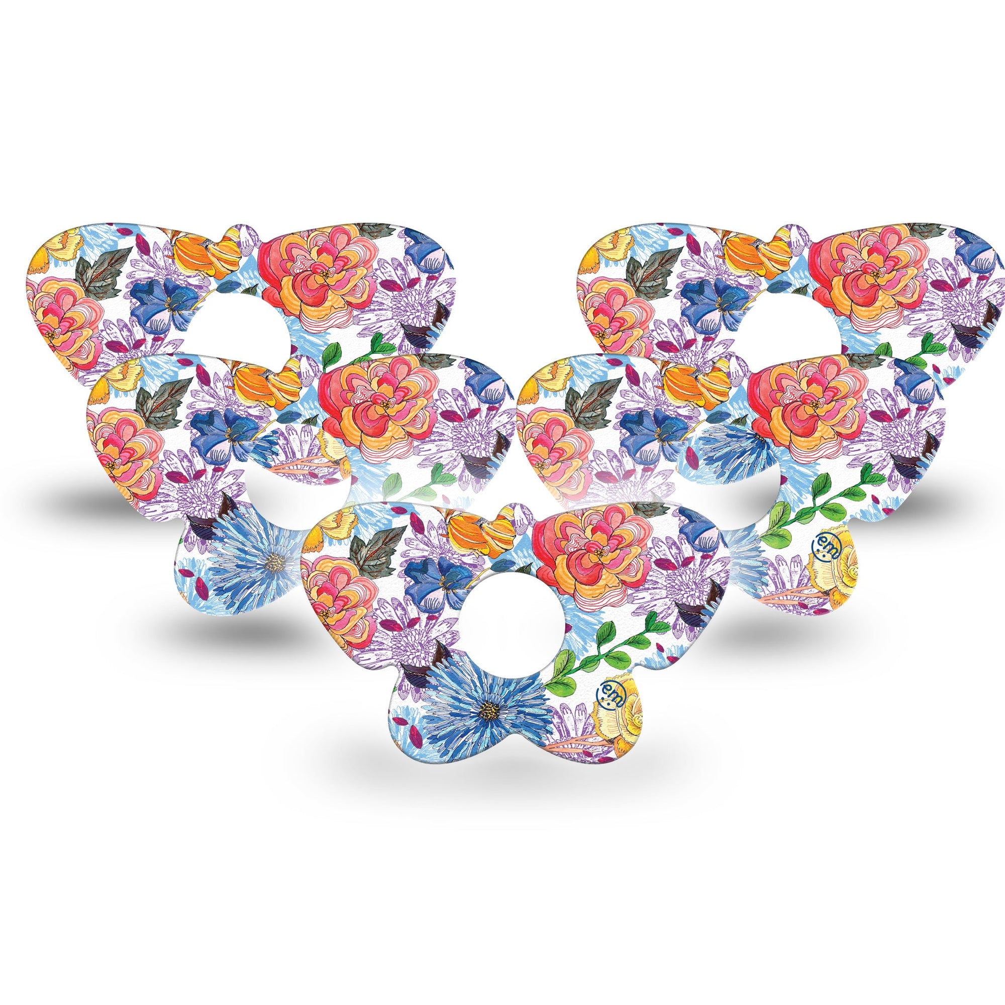 ExpressionMed Stylised Floral Freestyle Libre 3 Butterfly Shape 5-Pack Sophisticated Florals Adhesive Tape CGM Design