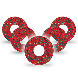 ExpressionMed Scarlett Boho Infusion Tape 10-Pack Scarlet Floral, CGM Fixing Ring Design
