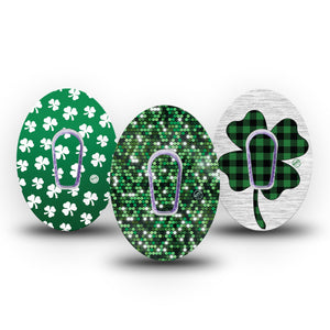 ExpressionMed  St. Patrick's Day Variety Pack Dexcom G6 Sticker 3-Pack  Fixing Ring Vinyl Sticker with Matching Tape CGM Design