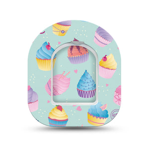 ExpressionMed Cupcakes Pod Mini Tape Single Sticker and Single Tape, Bakery Goodies Fixing Ring Patch Pump Design