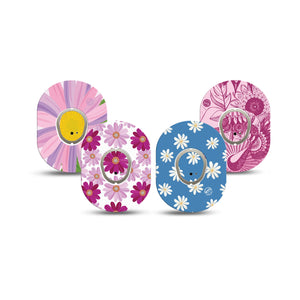 ExpressionMed Daisy Chain Variety Pack Dexcom G7 Mini Tape Tape & Sticker 8-Pack Beautiful Florals and Line Arts, CGM Sticker and Tape Design, Dexcom Stelo Glucose Biosensor System