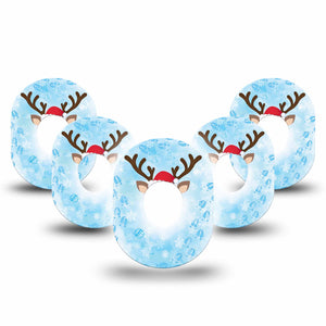 ExpressionMed Flurry the Reindeer Dexcom G7 Tape 5-Pack Snowy Deer, CGM, Plaster Patch Design