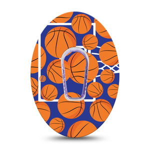 ExpressionMed Basketball Dexcom G6 Transmitter Sticker and Tape, B-Ball Hoop Fixing Ring Tape Design with Matching Seperate Plaster Patch CGM  Design