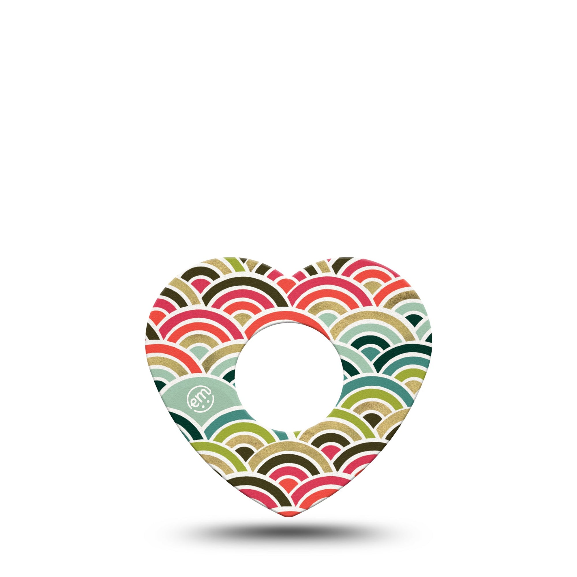 ExpressionMed Coral Mint Infusion Heart 5-pack, Trendy Rainbow, CGM, Adhesive Tape Design