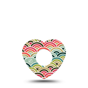 ExpressionMed Coral Mint Infusion Heart 5-pack, Trendy Rainbow, CGM, Adhesive Tape Design