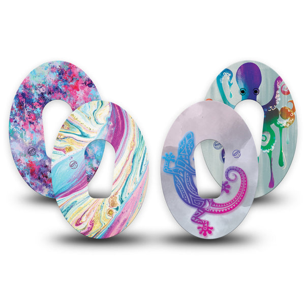 ExpressionMed Colors of the Rainbow Variety Pack Dexcom G6 Tape 4-Pack Variety Abstract Art Plaster Continuous Glucose Monitor Design